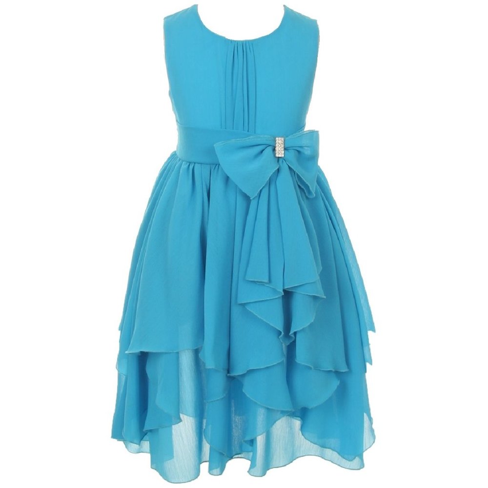 Little Girls Sleeveless Chiffon Rhinestone Party Easter Flower Girl dress size 4